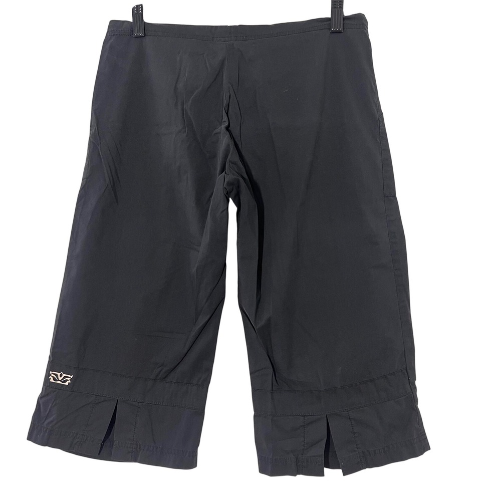 Be Present Yoga Gaucho Capri Pants Womens XS Black Split Hem Pockets Cropped